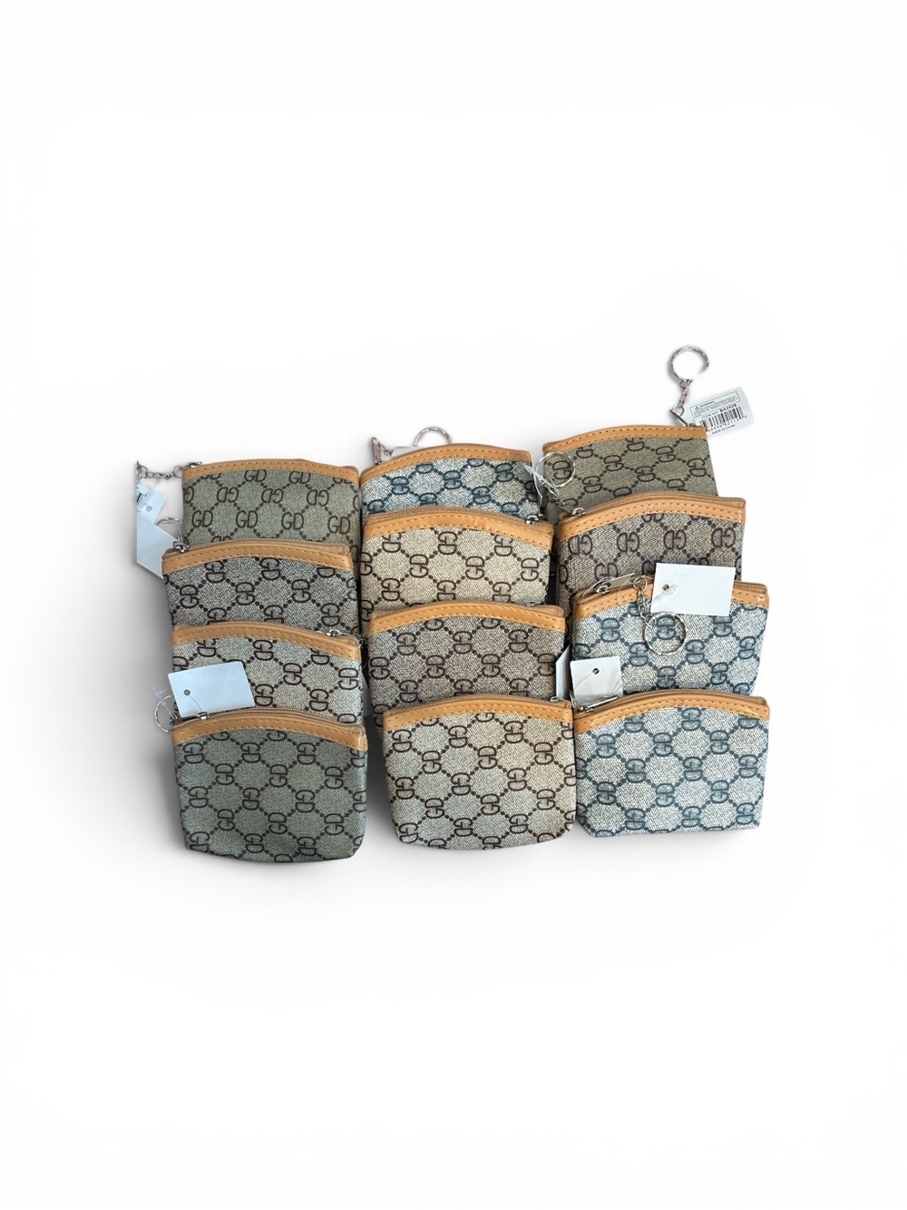 Monogram Coin Pouch Keychain - Beige/Tan